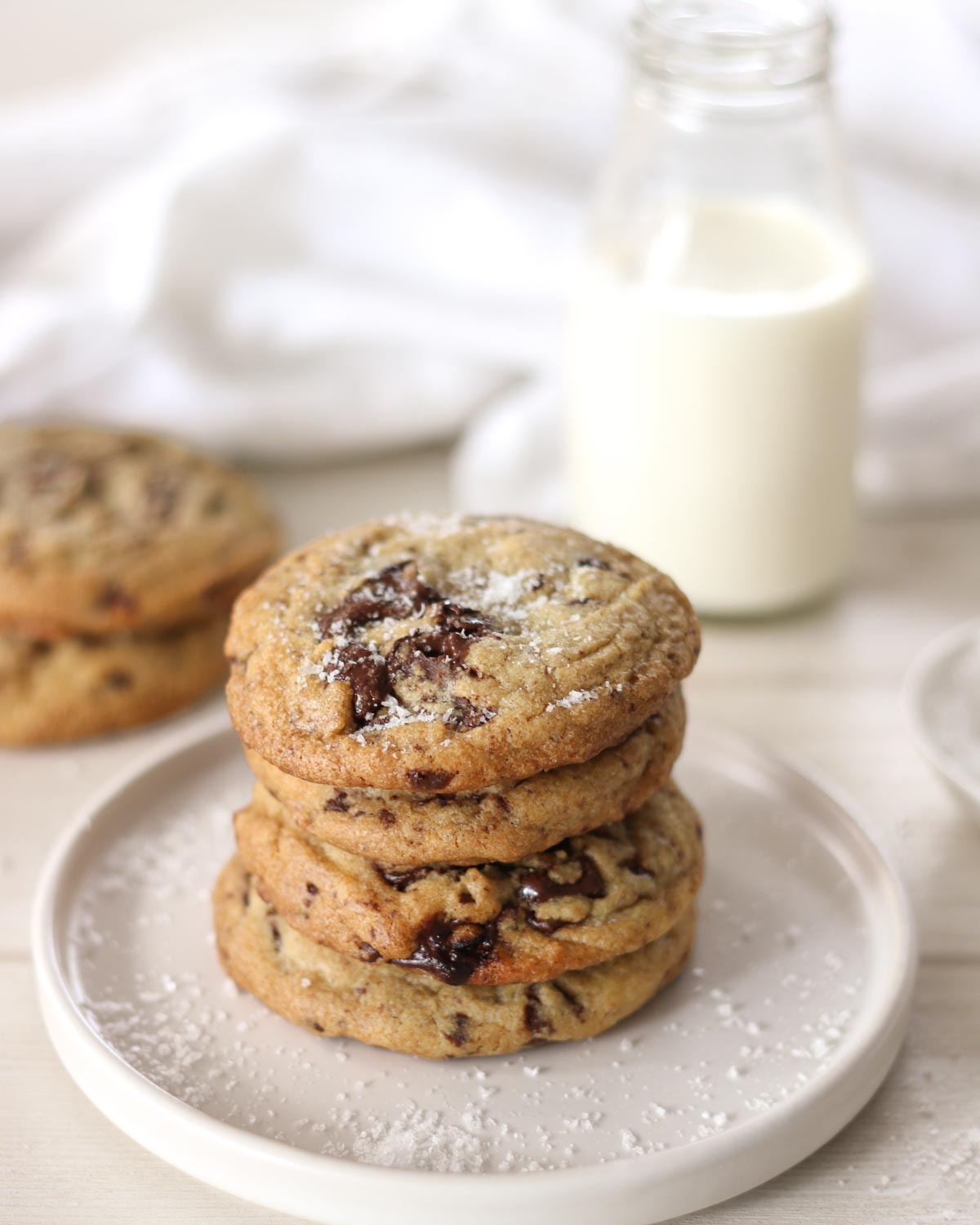 Chewy Chocolate chip cookies on a plate