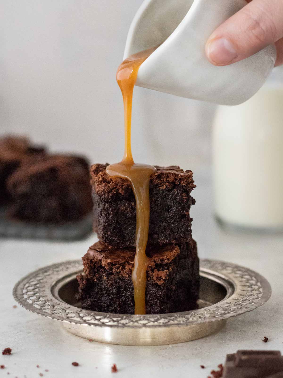 Caramel Sauce poured over brownies