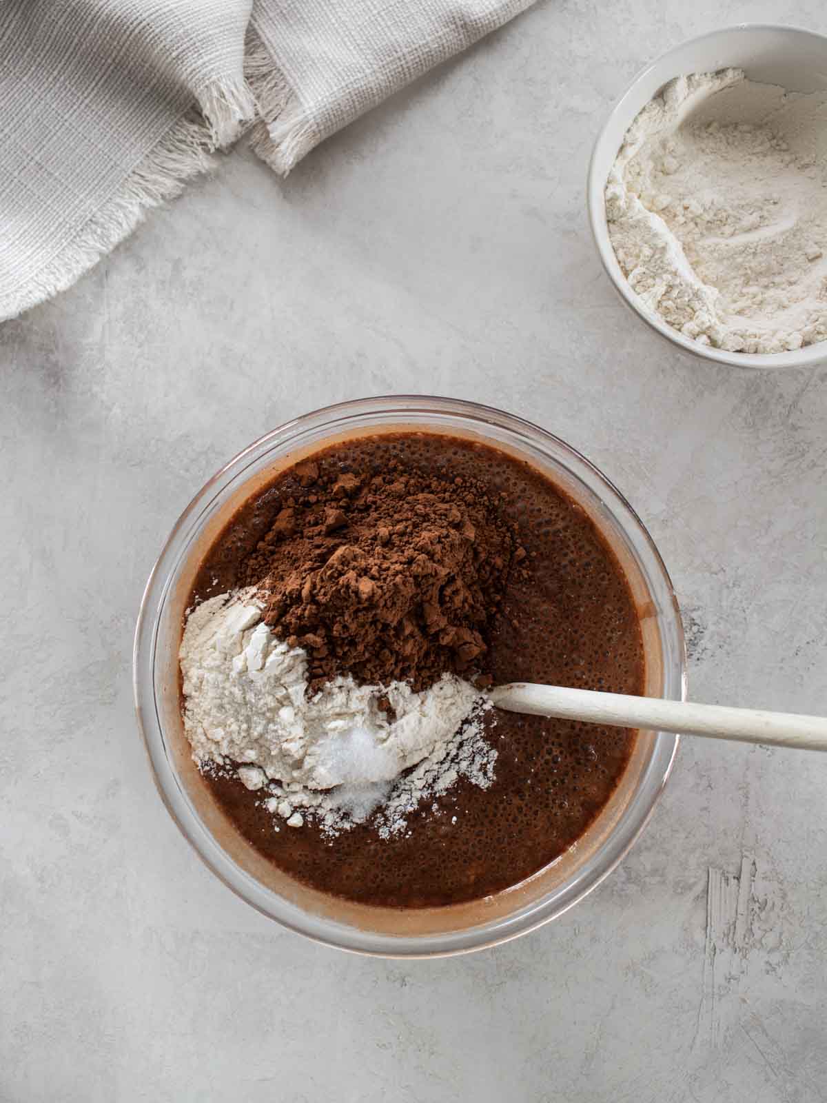 Mixing brownie batter