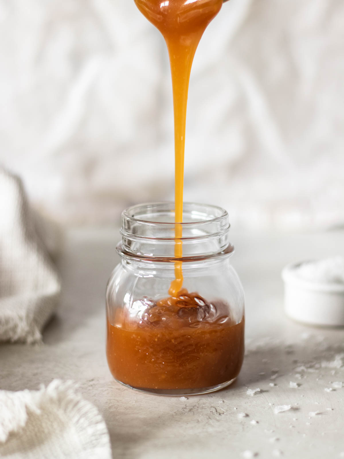salted caramel sauce in a jar