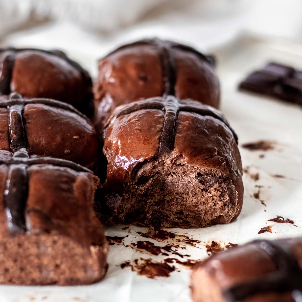 Brioche Chocolate Hot Cross Buns
