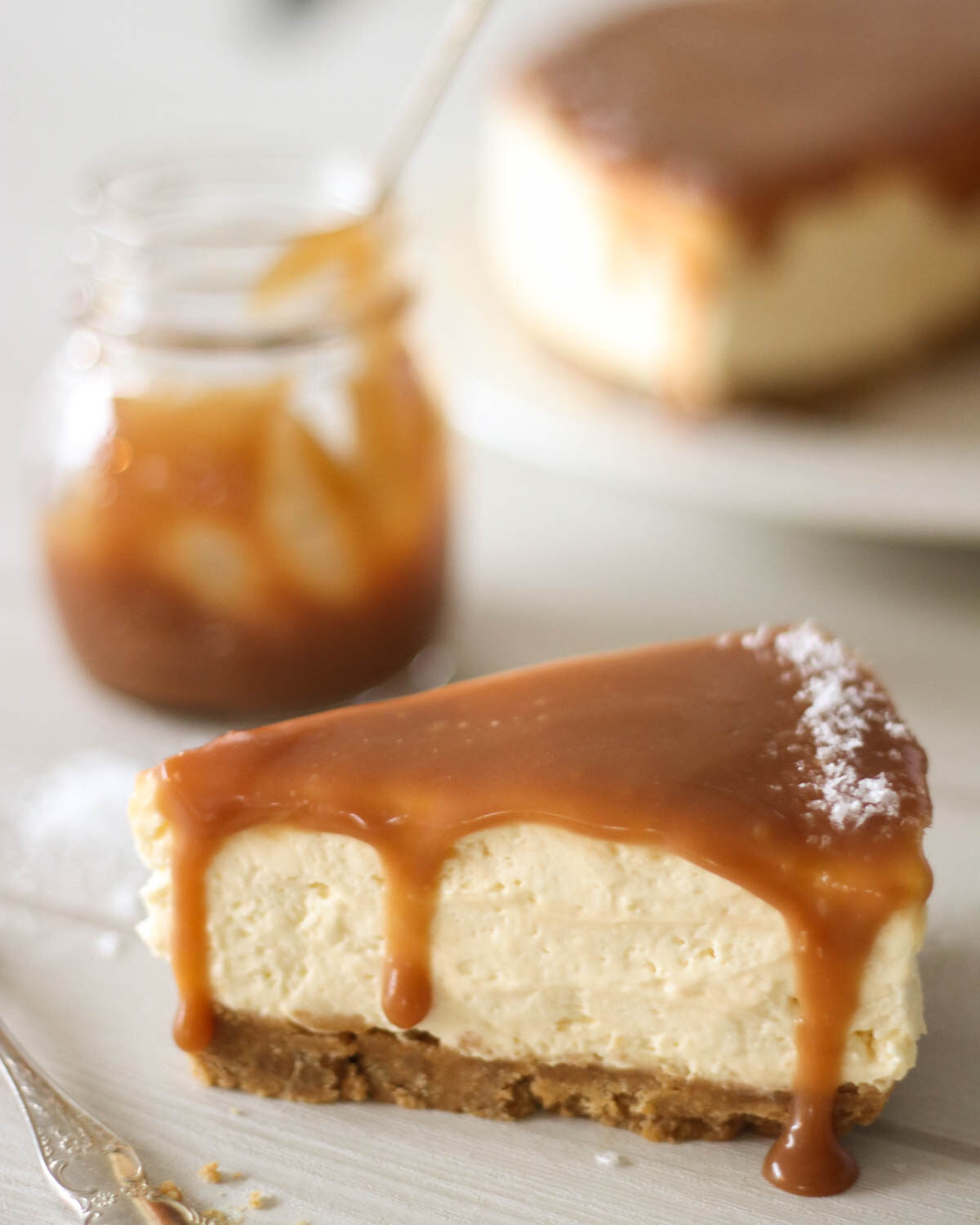 No Bake Salted Caramel Cheesecake