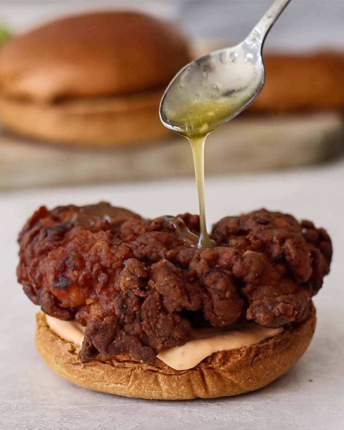 Honey Butter drizzled on Fried Chicken