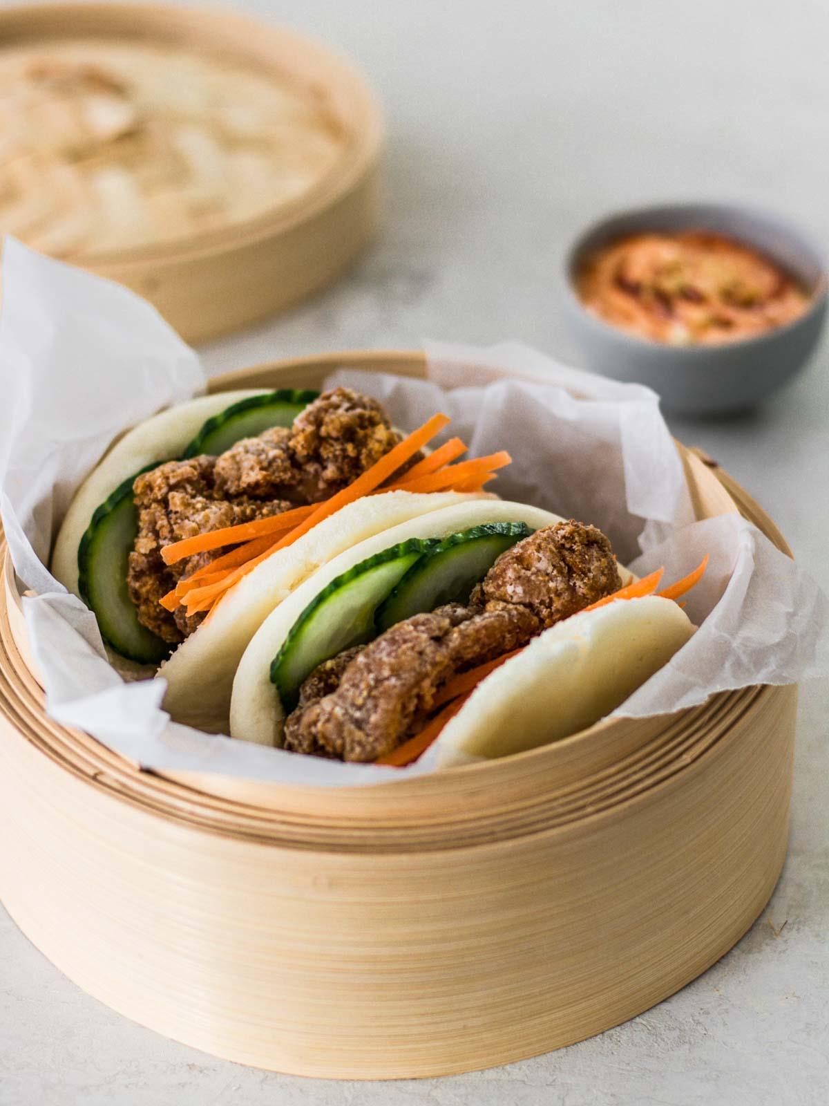 Fried Chicken Bao Buns and Sauce