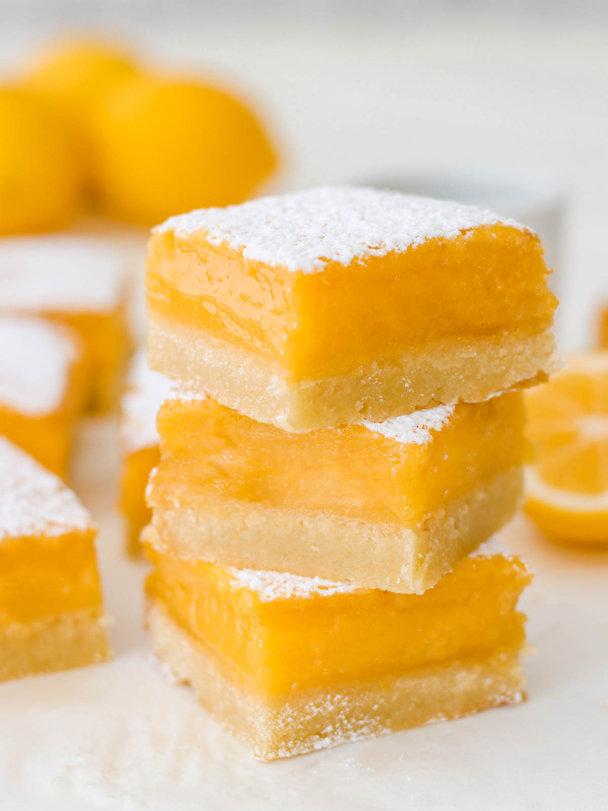 Lemon Bars stacked on each other