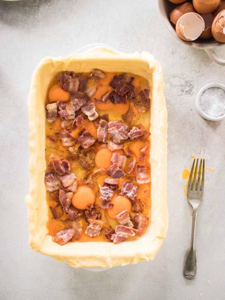 Bacon and egg pie filling
