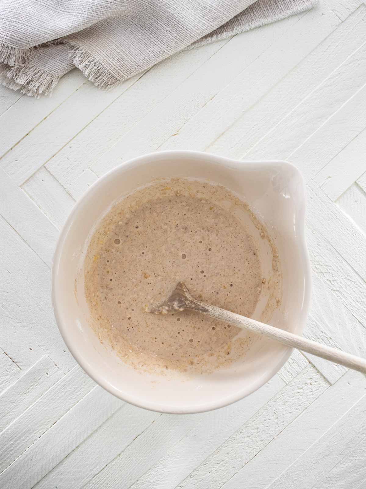oatmeal pancake batter in a bowl